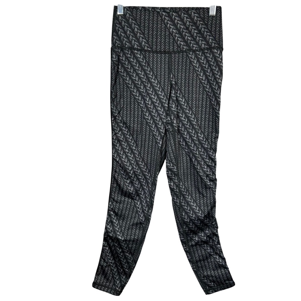 Aerie Chill Play Move Leggings Gray Knit‎ Print Athletic Women's Size Medium